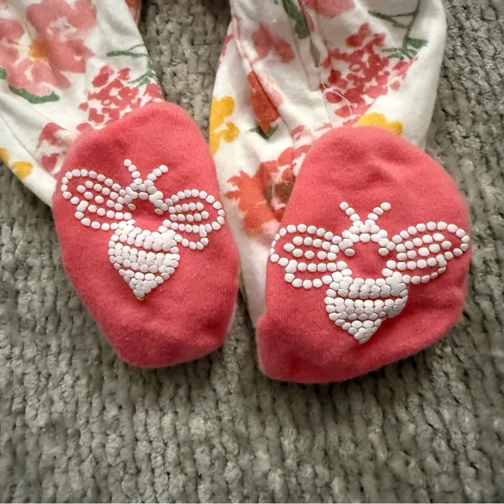 Burt’s Bees Baby Organic‎ Cotton Floral Zip Footed Sleeper Newborn Pastel Comfy
